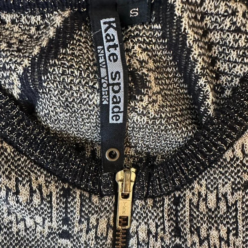 Kate Spade black and gold full zip cardigan